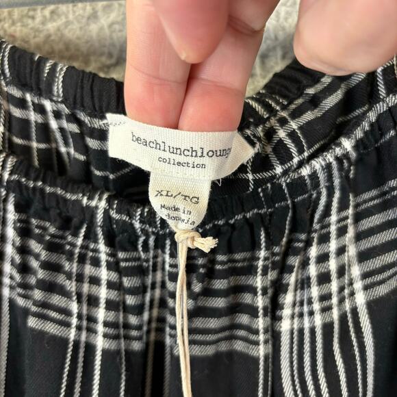 Beach Lunch Lounge Sheetal Top XL Boho Feminine Plaid Off Shoulder Tunic Ruffle - Picture 6 of 12